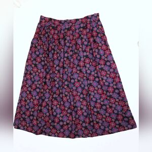 Talbots Vintage Black And Red Medalion Print Midi Skirt Women's 16